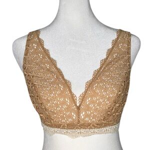 Retro Style Lace Bralette in Tan - Women's Intimates. Feminine. Lingerie